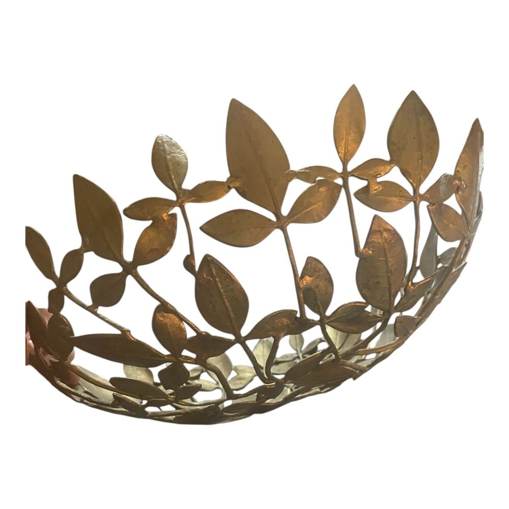 Vintage Midcentury Brass Leaf Vine Botanical Filigree Centerpiece Bowl Ornate